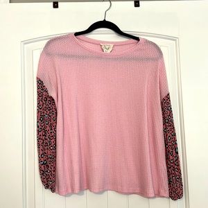 Pink leopard print boutique top
